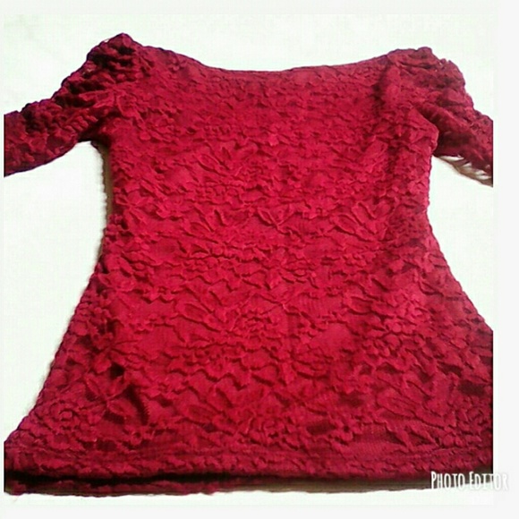 NWOT maroon lace top - Picture 2 of 4